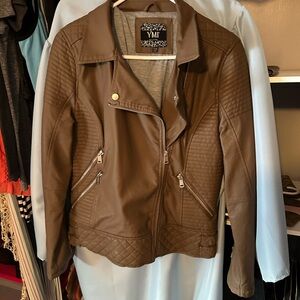 YMI Women's Quilted Brown Leather Jacket